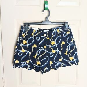 Crown & Ivy Women Shelby Scallop Dark Blue Shorts Size 6 NWT